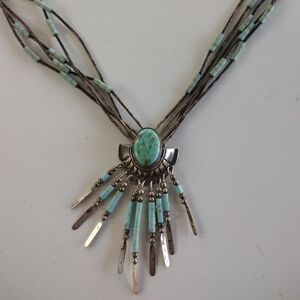 Native Sterling Silver Turquoise Multi-Strand Necklace